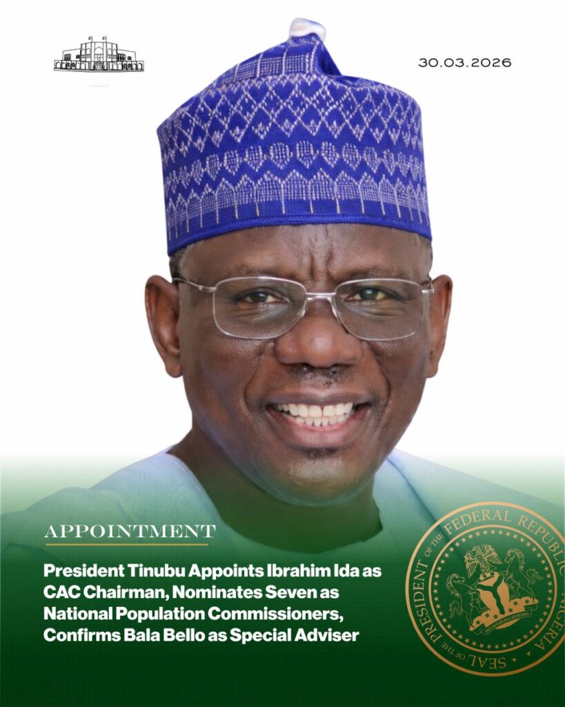 Tinubu Appoints Ibrahim Ida as CAC Chairman, Nominates Seven NPC Commissioners
